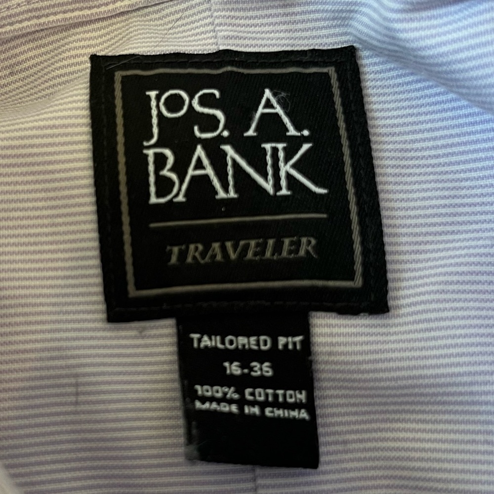 Jos A Bank light purple and white stripped tailored fit dress shirt